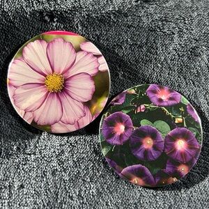 Cosmos and Morning Glories - 2 Button Set (Handmade)